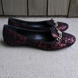 Stunning ASH ILka Sequined Scull Slipper Burgundy Black Size 40